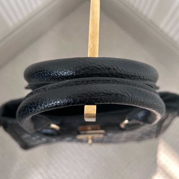 Danbury Mint “PC” Personalized Black Top Handle Satchel Handbag Gold Hardware - Picture 6 of 10